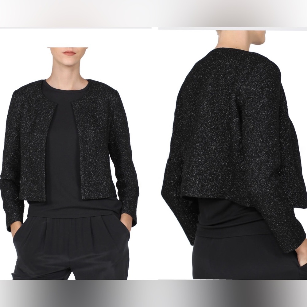 Marie France Van Damme Black Metallic Boucle Jacket
Size 1